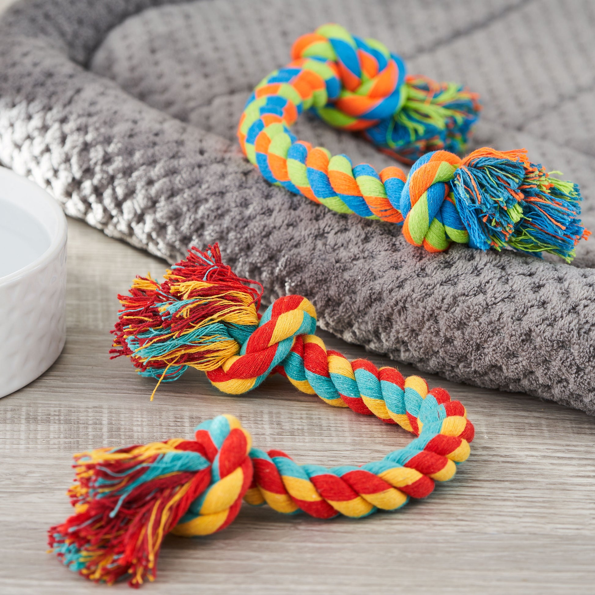 (4 Pack)  Tug Buddy Braided Rope Chew Dog Toy, Multicolor, Level 1 for Light Chewing