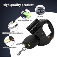 Double Ended Leash, Double Dog Leash for Two Dogs with Tangle-Free Swivel, Dog Leashs with LED Flashlight for Small & Large Dog
